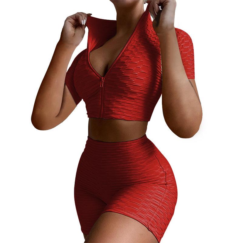 Summer sports short-sleeved quick-dry running gym suit fitness and yoga wear two piece set tracksuit plus size two piece sets - Image 6