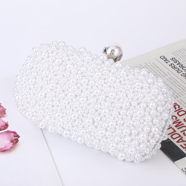 Womens Wedding White Luxury Special Crystals Beaded Pearl Clutch Evening Bags Party Women Luxury Colored Imitation Pearl Evening - Image 3