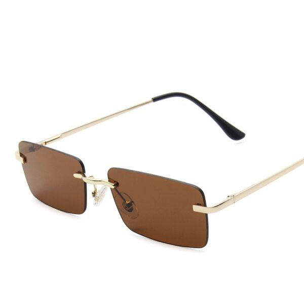 Diamond Cut Sunglasses Brand Design Rimless Sunglasses Small Rectangle Women Sun Glasses - Image 4