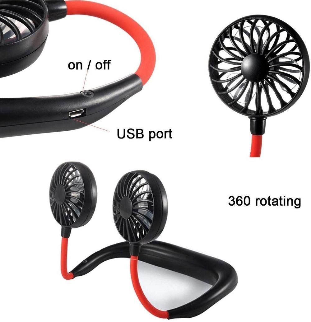 Portable air cooling fan handsfree rechargeable hanging sport neck fan Neckband Fan for sport