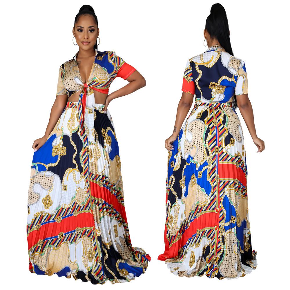 Women turn down collar style pleated assorted long plus size women dress