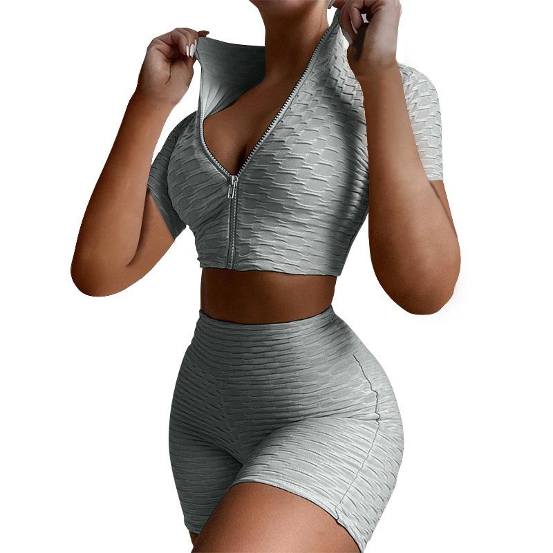 Summer sports short-sleeved quick-dry running gym suit fitness and yoga wear two piece set tracksuit plus size two piece sets - Image 2