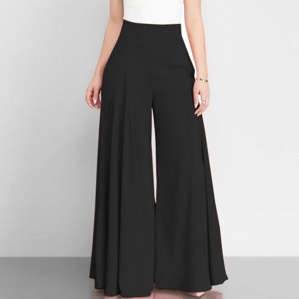 Women Elegant High Waist Wide Leg Pants Spring Vintage Flare Trousers Casual Solid Zipper palazzo pants women - Image 3