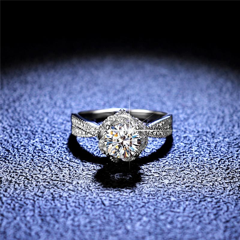 Luxury Engagement Rings Silver 925 Original 1 Carat Diamond Test Past D Color Moissanite Wedding Ring Creative Gemstone Jewelry