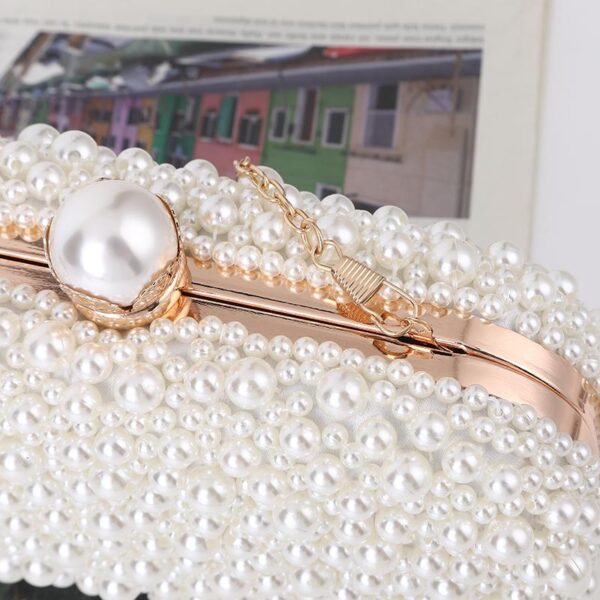 Womens Wedding White Luxury Special Crystals Beaded Pearl Clutch Evening Bags Party Women Luxury Colored Imitation Pearl Evening