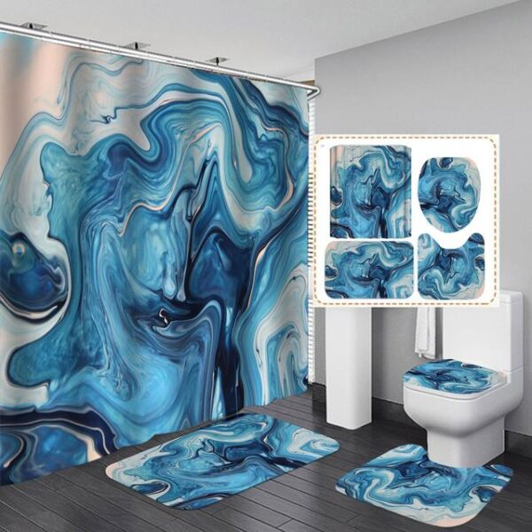 Marble White Shower Curtain Set with Non Slip Rug Bath Mat Carpet Modern Bathroom Curtains Toilet Lid Cover Home Decoration/ - Image 5