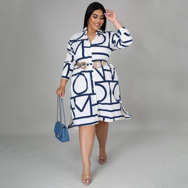 10505-MX78 unique printed shirts plus size women's dresses sehe fashion 2021 - Image 5