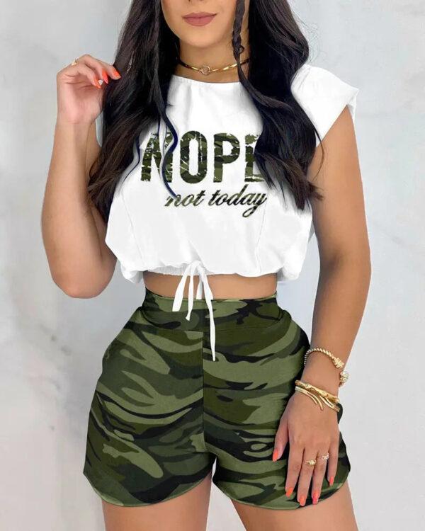 Ladies Summer Casual Classic Sleeveless Women's Clothing Crop Top Jogger Sweatsuit 2 Two-Piece Short Set For Women Suit