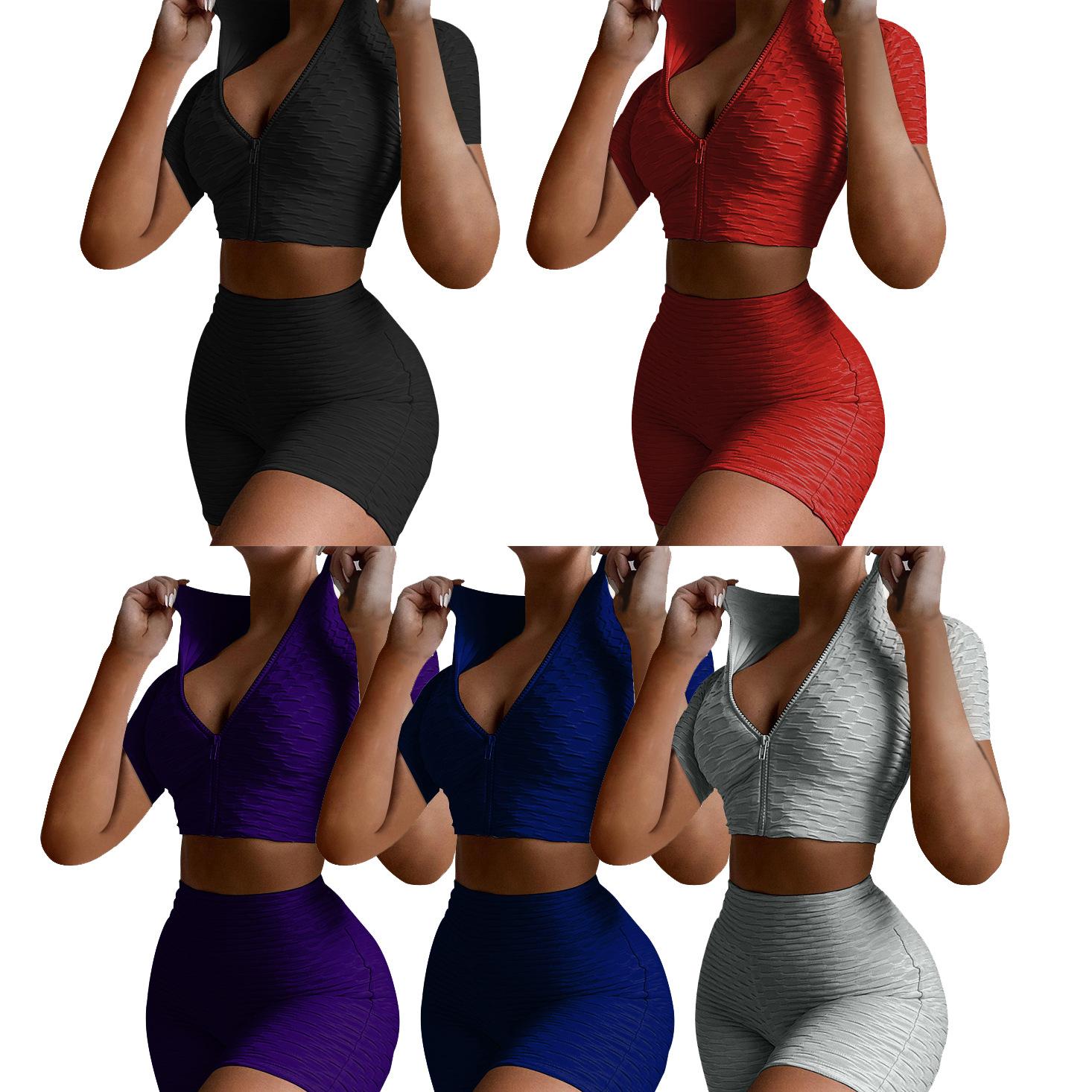 Summer sports short-sleeved quick-dry running gym suit fitness and yoga wear two piece set tracksuit plus size two piece sets - Image 5