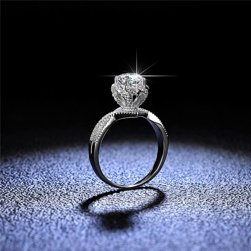 Luxury Engagement Rings Silver 925 Original 1 Carat Diamond Test Past D Color Moissanite Wedding Ring Creative Gemstone Jewelry - Image 2