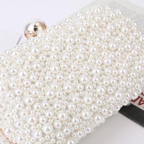 Womens Wedding White Luxury Special Crystals Beaded Pearl Clutch Evening Bags Party Women Luxury Colored Imitation Pearl Evening - Image 2