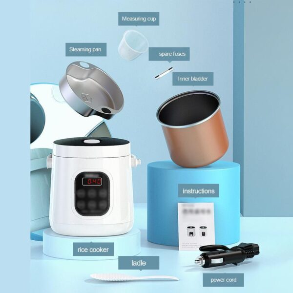 12v 24v 2L Car Electric Mini Rice Cooker 200W Multi function electric cooker For Car Home - Image 3